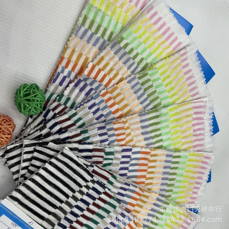 Spot supply knitted slub silk yarn-dyed striped cloth knitted 120g polyester cotton horizontal strip yarn-dyed T-shirt material
