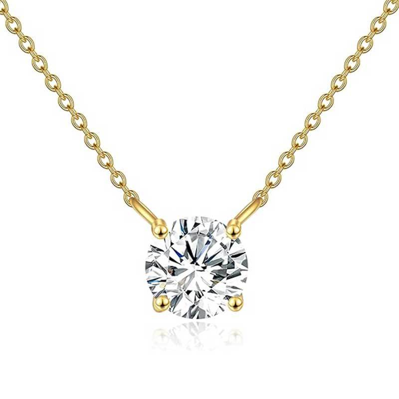Picture of S925 Sterling Silver Inlaid 5A Mosan Diamond Round Diamond Clavicle Necklace Versatile Round Pendant Cross-border Niche High-end