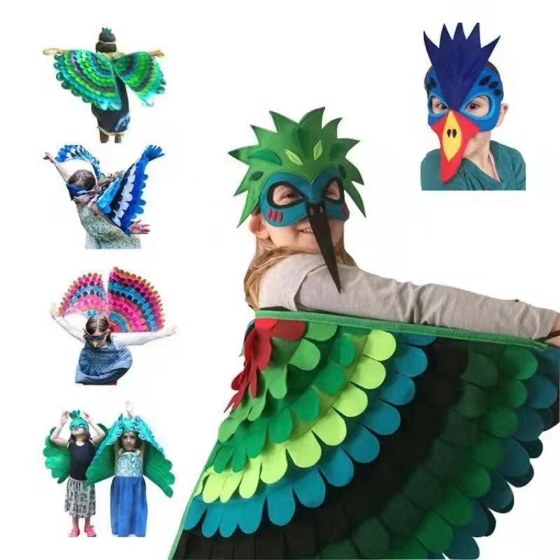 Amazon cross-border felt cloak masquerade performance dress up wings Children's Day bird cloak creative props