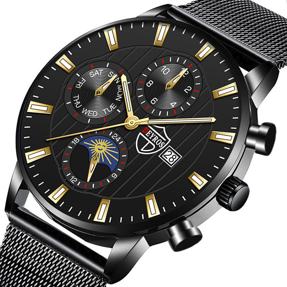 DEYROS Foreign Trade Spot Steel Band Watch Men's Calendar Luminous Automatic Quartz Watch Cross-border Explosion