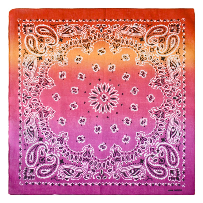 Cross-border wish gradient cotton cashew flower punk motorcycle headscarf wholesale printable logo multi-functional all-match square scarf