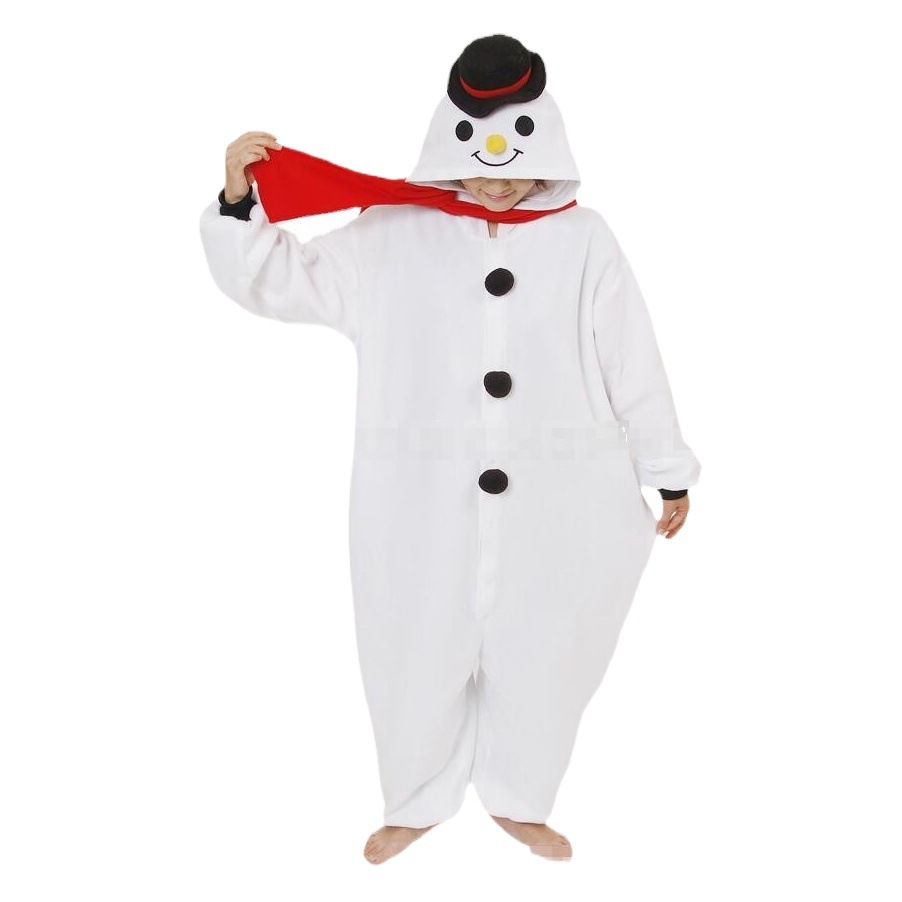 Export to Australia Snowman Cartoon One-body Pajamas Thickened Couple Cute Fleece suit Home Clothes Xuebao