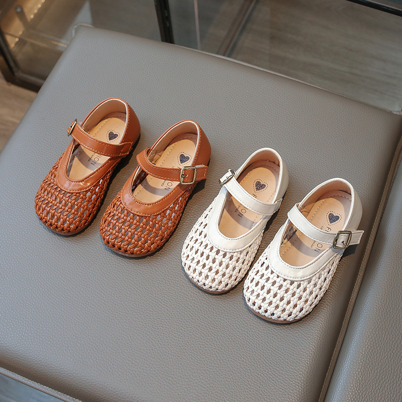 2025 Summer New Children's Hollow Woven Girls Sandals Soft and Comfortable Casual Baby Girl Milk Shoes Doudou