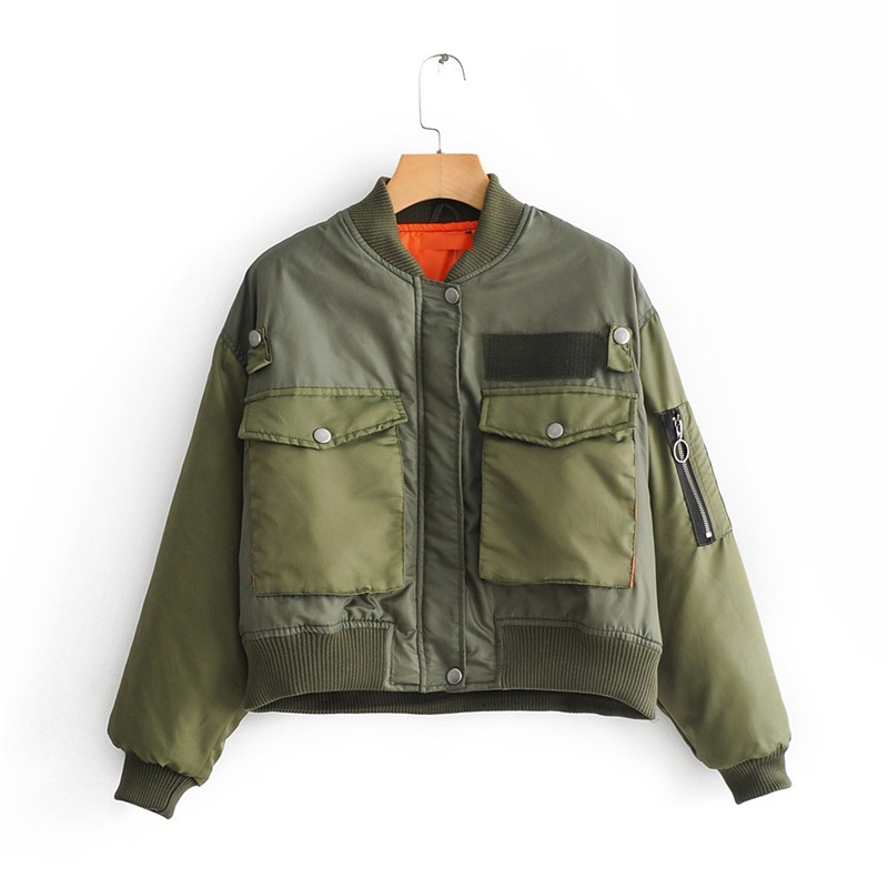 Picture of 2021 Autumn New Amazon European and American Clothing Wholesale Military Green Flight Jacket Style Short Cotton Jacket