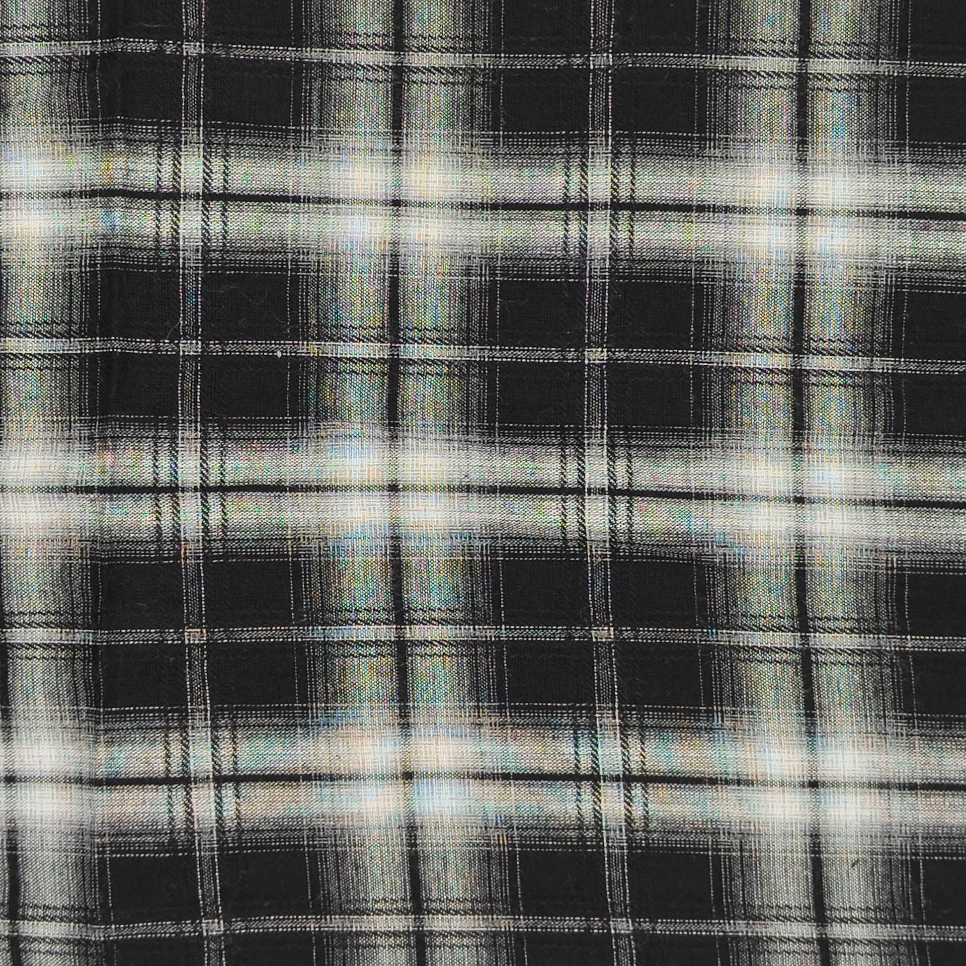 Picture of Spring and Summer Thin Black and White 2-Color Pure Cotton Jacquard Plaid Shirt Sun Protection Dress Dress Yarn-Dyed Fabric Breathable New Product
