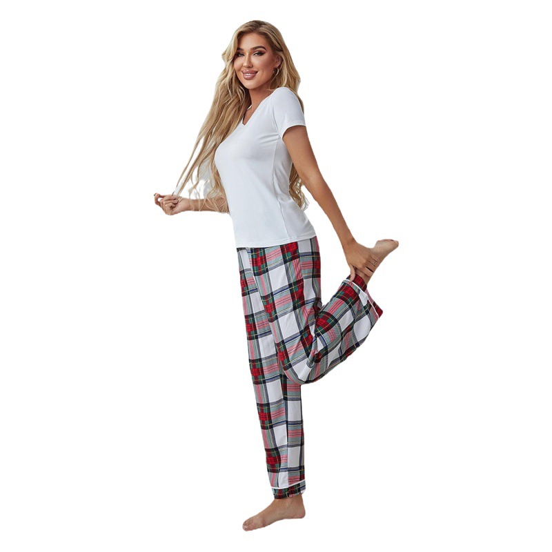 European and American Pajamas for Women Spring & Fall Thin Short-Sleeved Pants Home Clothes Set Cross-Border Amazon Wildberries