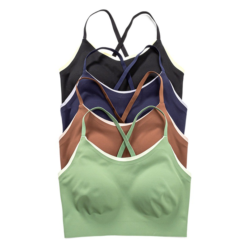 Yoga clothes sports underwear women's fitness running Pilates small flower bud beauty back thin shoulder strap adjustable bra bra