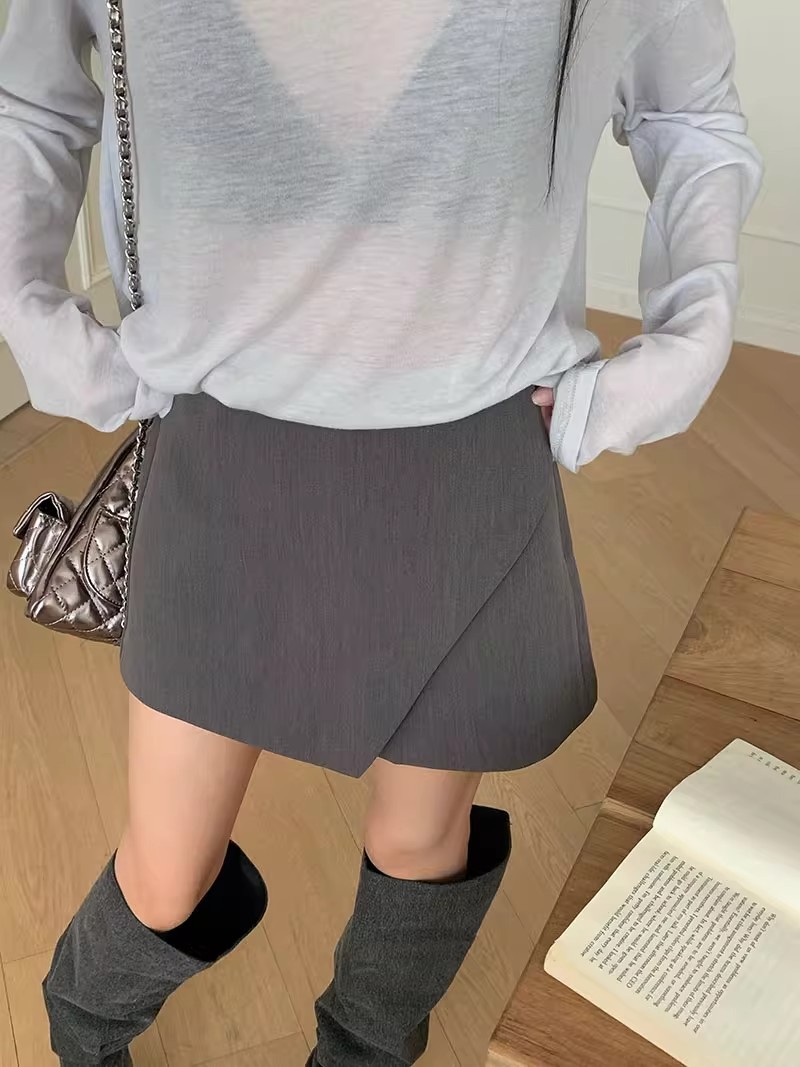 Picture of A word irregular casual shorts children's summer 2024 new fashion temperament bag hip slim hot girl pants skirt