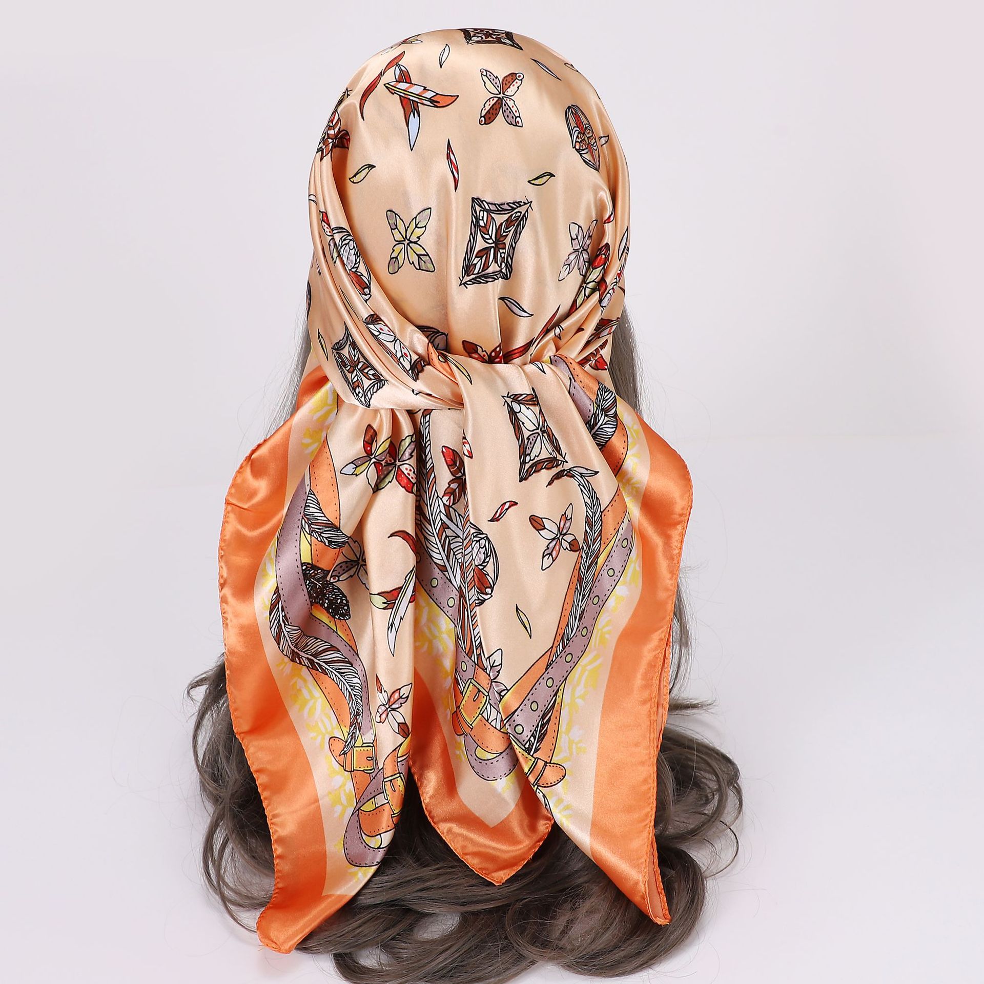 Picture of Simulated Silk Scarf Women's Headscarf 90*90cm Square Scarf Pattern Scarf Shawl European and American Cross-Border Scarf Wholesale