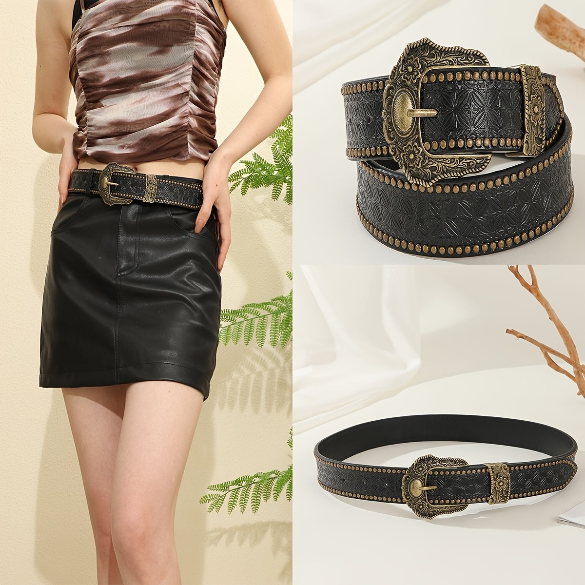 New Casual Belt for Men, Punk Style with Rivets, Trendy Belt for Women, Simple and Decorative, Versatile for Jeans, National Style