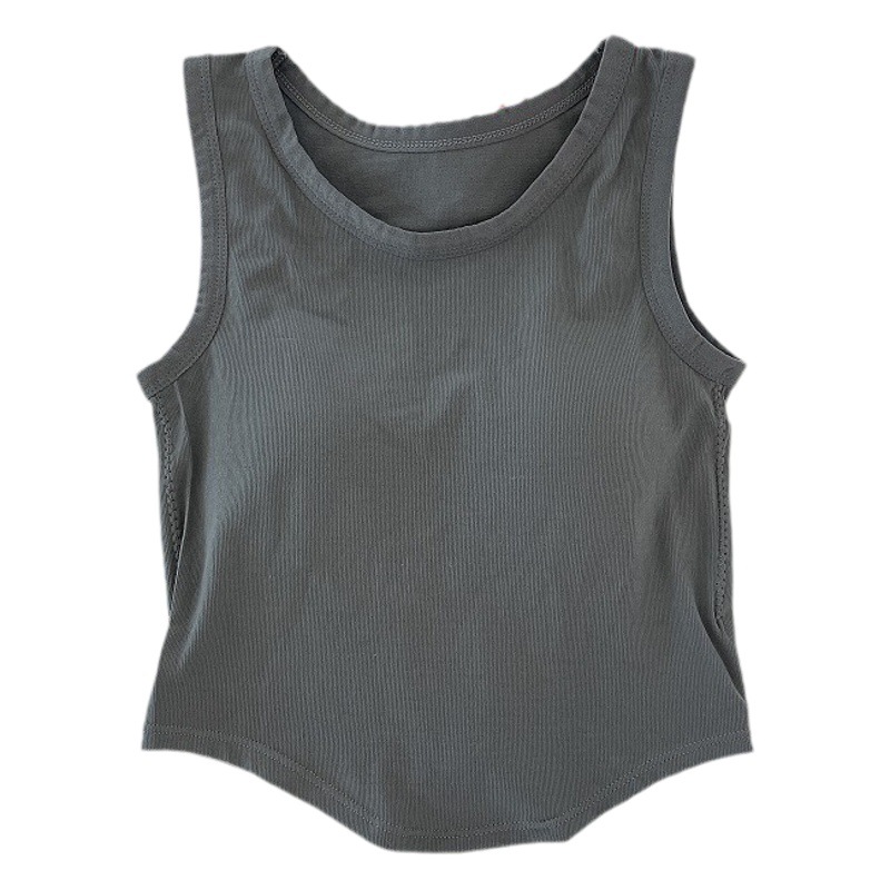 Women's wide-shoulder solid color vest with chest pad fixed Cup slim fit comfortable inner wear beauty back outer wear sleeveless bottoming top