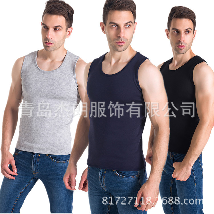 Thermal Vest Men's Velvet Thickeneded Close-Fitting Bottoming Intimates Winter Men's Vest Plus Fat Plus Bamboo Fiber Super Soft