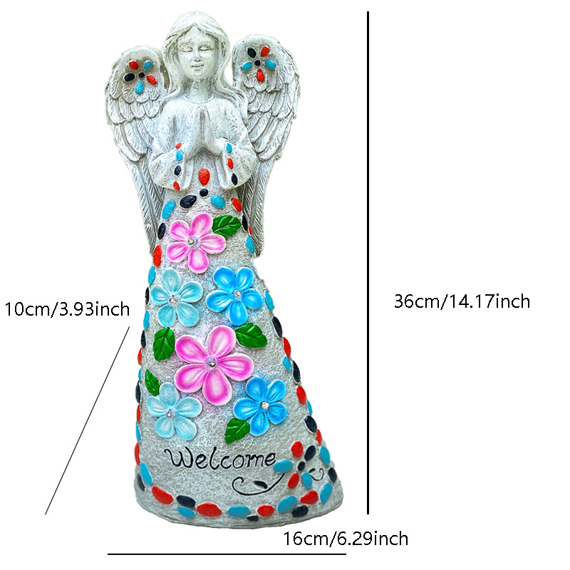 Picture of Cross-border Garden Character Decorative Ornaments Crafts Courtyard Flower Fairy Outdoor Solar Angel Statue Resin Lamp