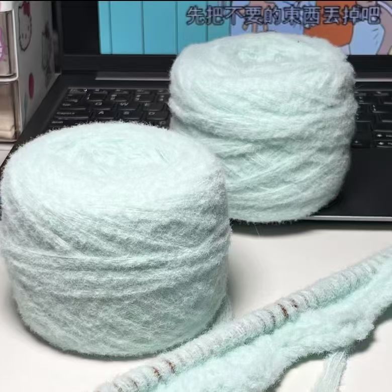 Handmade crochet waffle scarf warm mint milk mousse 5-ply cloud cotton specialty DIY scarf material kit