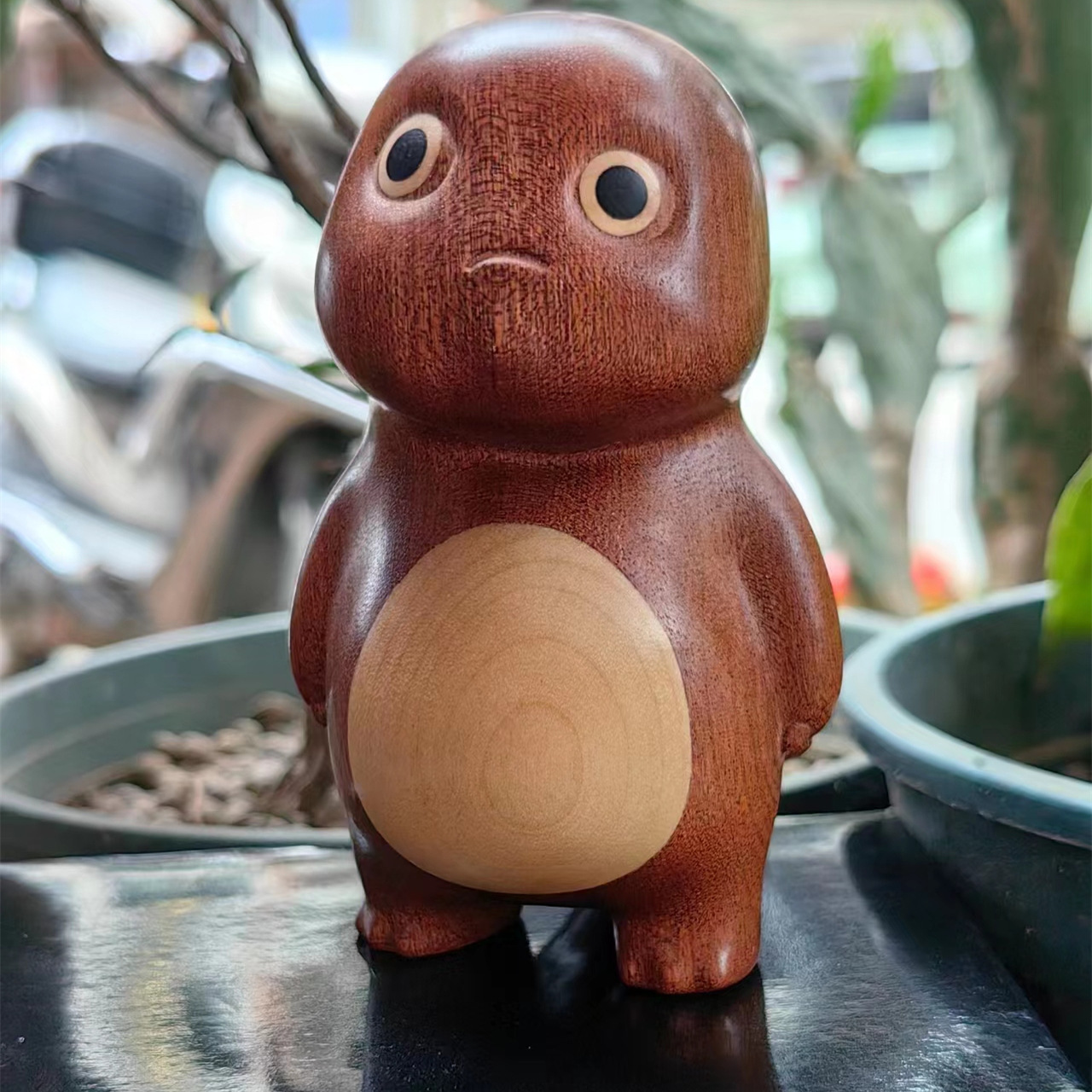 Picture of Wooden Fish Decompression Solid Wood Work Crazy Desktop Small Ornaments Sakaban turtle Emotional Stability Office Toy
