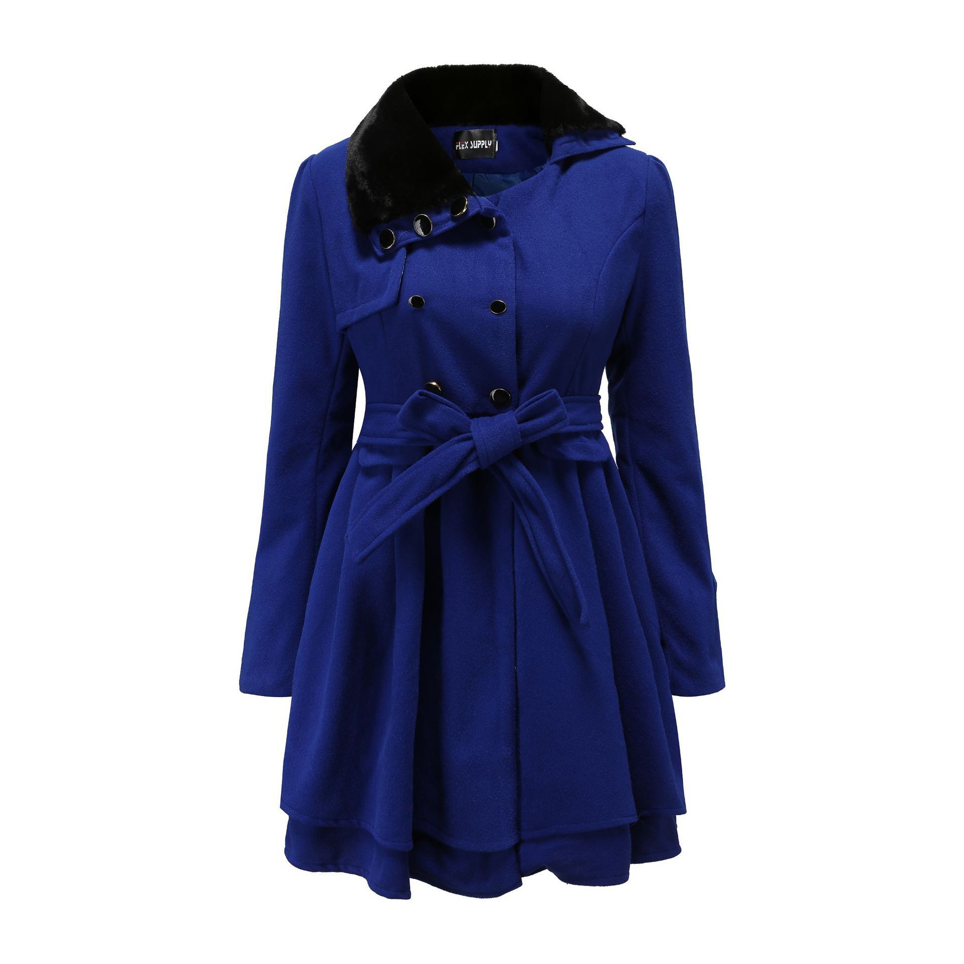 Picture of Cross-border New European and American Women's Slim-fit Long Woolen Coat Double-breasted Woolen Coat Trenchcoat Women