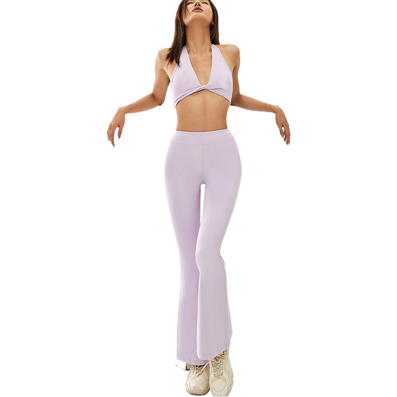 New Yoga Hip-Raising High-Waisted Wide-Leg Pants, Quick-Drying Leg-Lifting, Slim Sports and Fitness Training Nine-Point Pants, Flared Pants