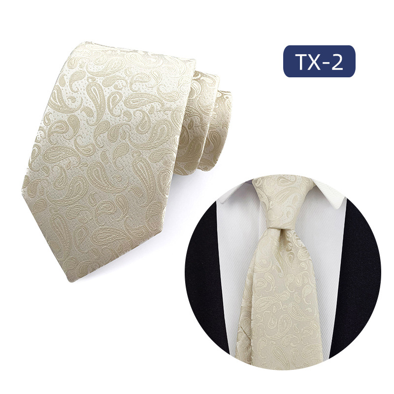 Picture of in stock wholesale men's tie jacquard yarn-dyed fabric small floral pattern business casual wedding groom tie