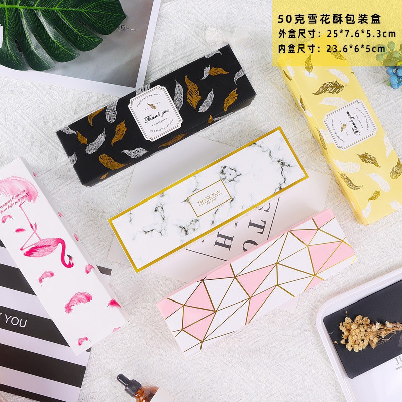 50g long color gilding snowflake crisp packing box beef biscuit candy gift box pineapple crisp baking carton wholesale