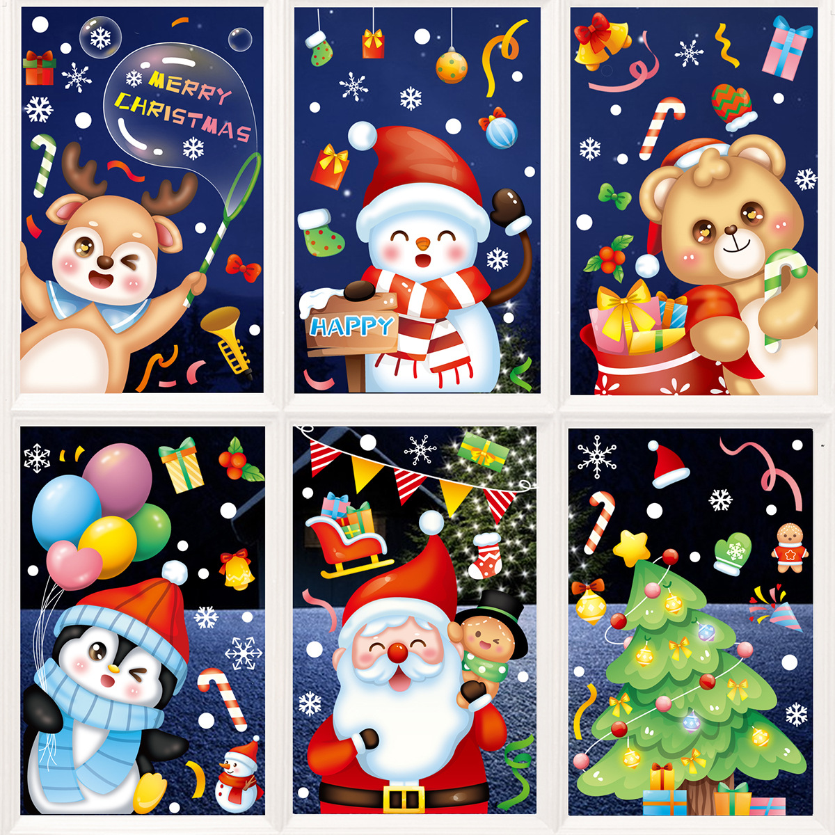 Christmas decoration snowflake stickers Christmas tree elderly snowman elk window stickers party supplies Christmas stickers static