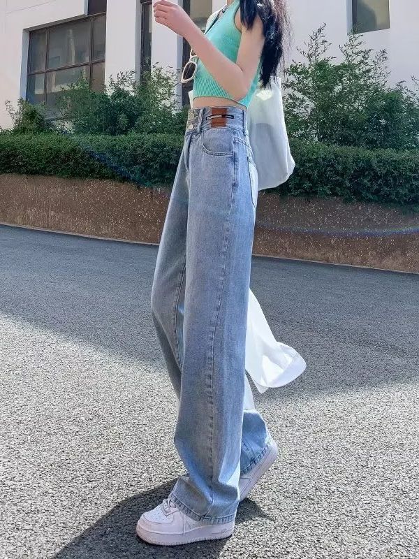 Wide Leg Jeans Women's 2023 Autumn New Korean Style Design Sense Niche High Waist Loose Fashionable Straight Pants