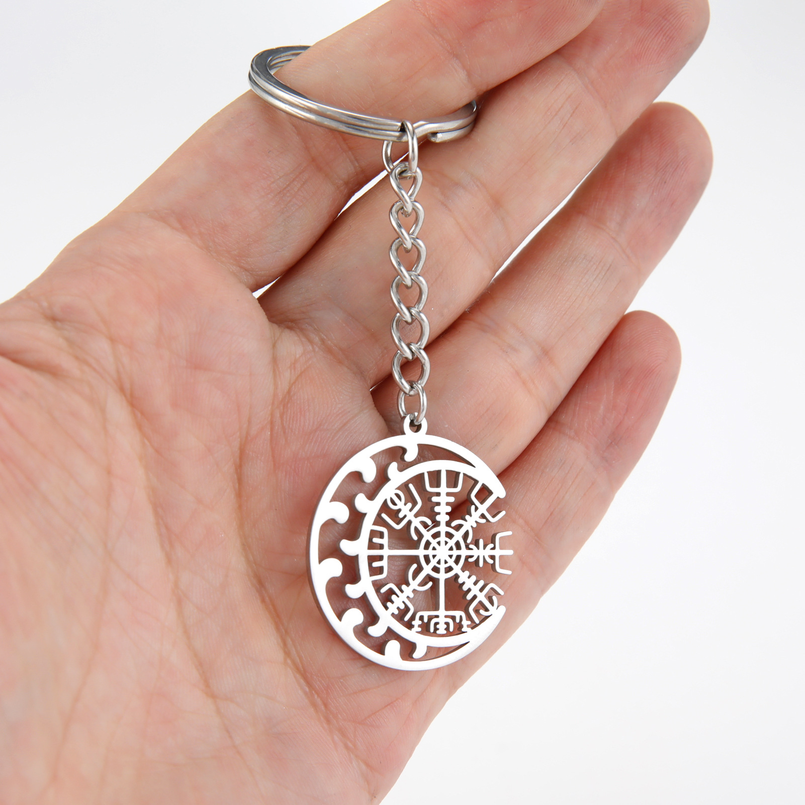 Picture of Europe and the United States cross-border hot sale with chain key chain mottled moon bag snowflake personality simple stainless steel car key chain