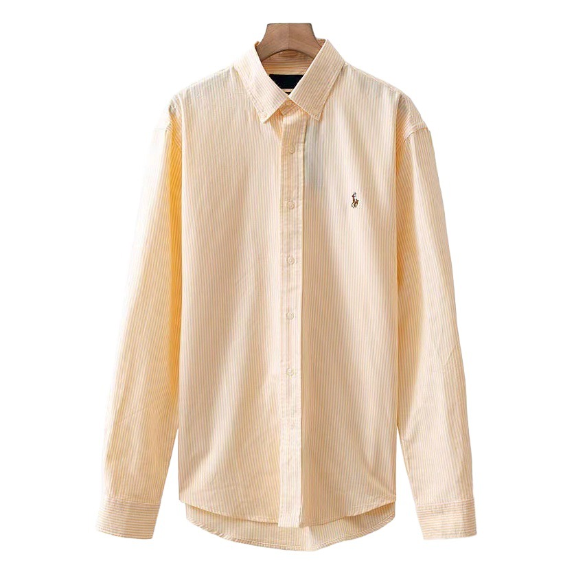 Striped Polo Collar Shirt Women's Spring 2023 Small Sweet Age-reducing Milk Yellow Shirt Casual Long-sleeved Top