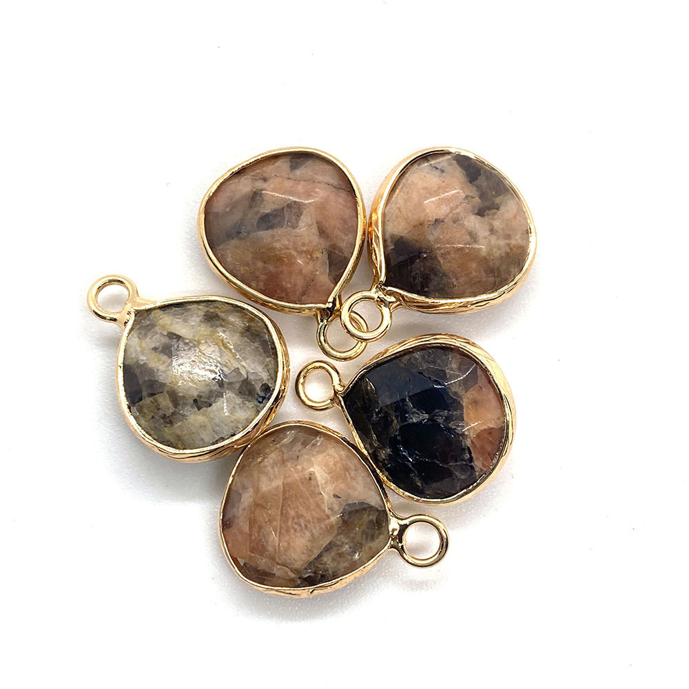 Picture of Natural stone facet pendant 14x 18mm green black single hole drop pendant DIY jewelry accessories wholesale