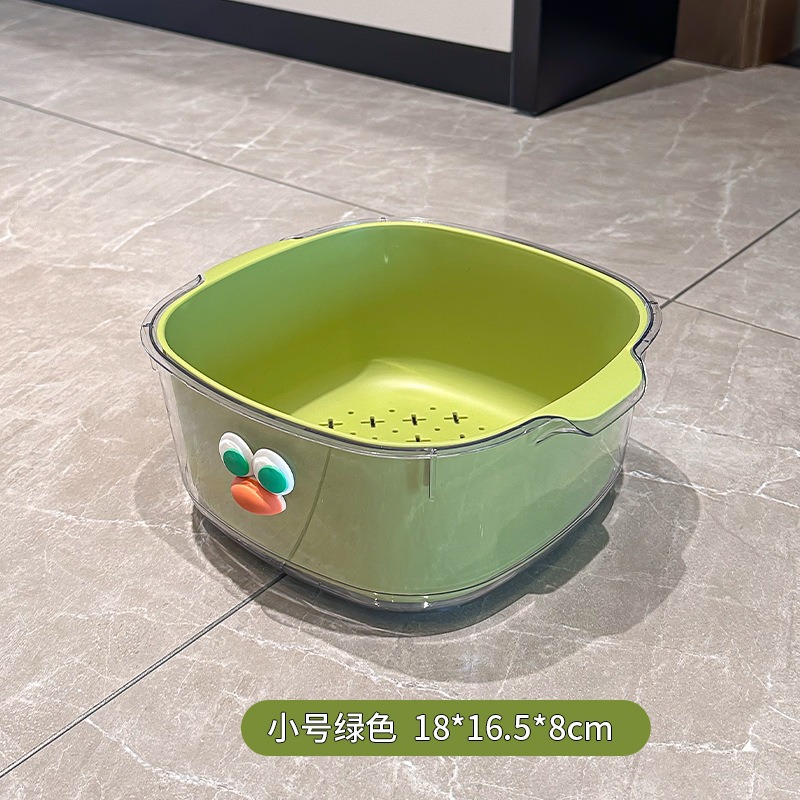 Picture of Double Layer New Dopamine Drain Basket Cute Household Fruit and Vegetable Cleaning Basket Two-in-One Thickened Vegetable Washing Basket