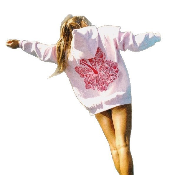 2025 New Version of European Size Women's Dropped Shoulder Sleeves Threaded Matching Sunsets Sweatshirt Hoodie Printed Jacket