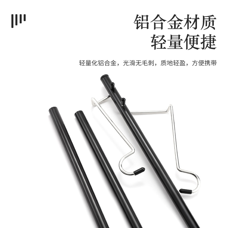 Picture of Outdoor Desktop Storage Rack Mini Lamp Holder Removable Tableware Storage Rack Multifunctional Aluminum Alloy Shelf with Hook