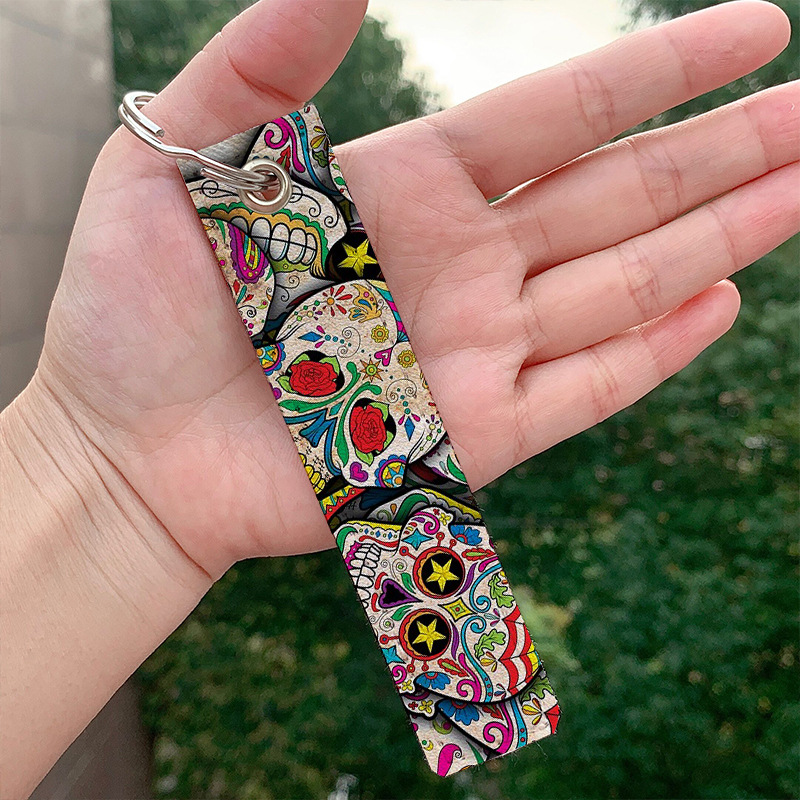 Picture of Amazon AliExpress European and American popular skull skull pu leather keychain wholesale in stock bag pendant