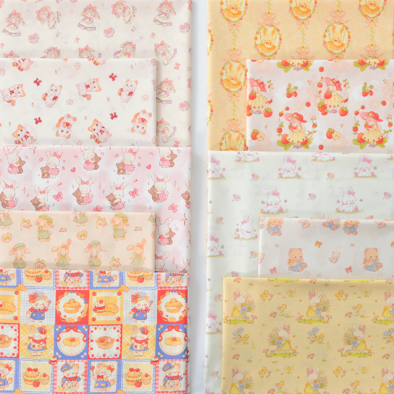 60 Count Cotton Plain Fabric Cartoon Rabbit Panda Handmade Clothing Children's Clothing Skirt Shirt Fabric Cotton