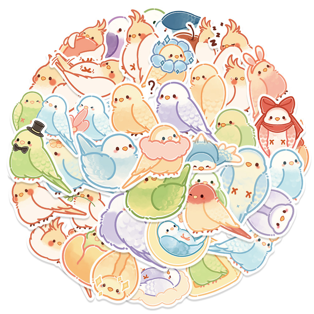 40 cute parrot stickers Cartoon creative Journal decoration laptop guitar water cup waterproof stickers