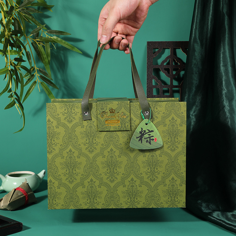 New Dragon Boat Festival Gift Box Green Portable Zongzi Packaging Box Specialty Duck Egg Creative Holiday Gift Box Empty Box