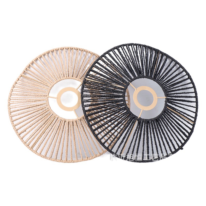 Paper Rope Lampshade New Chinese Imitation Rattan Lighting Homestay Restaurant Hot Pot Shop Creative Retro Pastoral Style DIY Lampshade