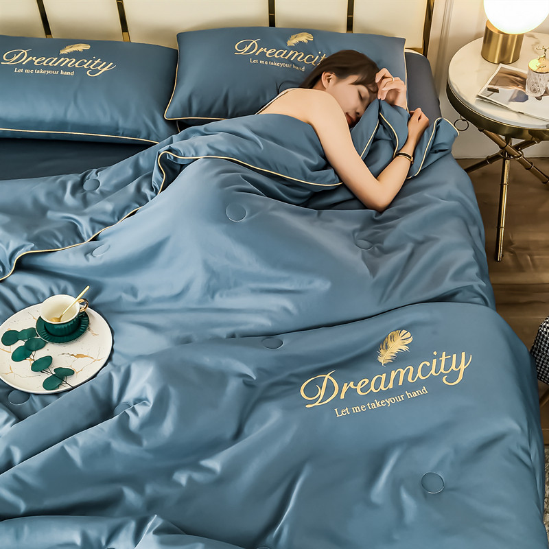 Washable Cool-feeling Ice Silk Air-conditioning Quilt Summer Thin Single Summer Cool Quilt Four-piece Set Summer Double Thin Quilt