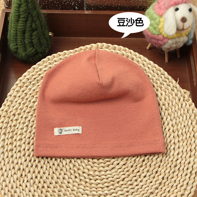 Picture of Single-layer thin spring and autumn children's cotton knitted hat baby hat newborn infant solid color cap