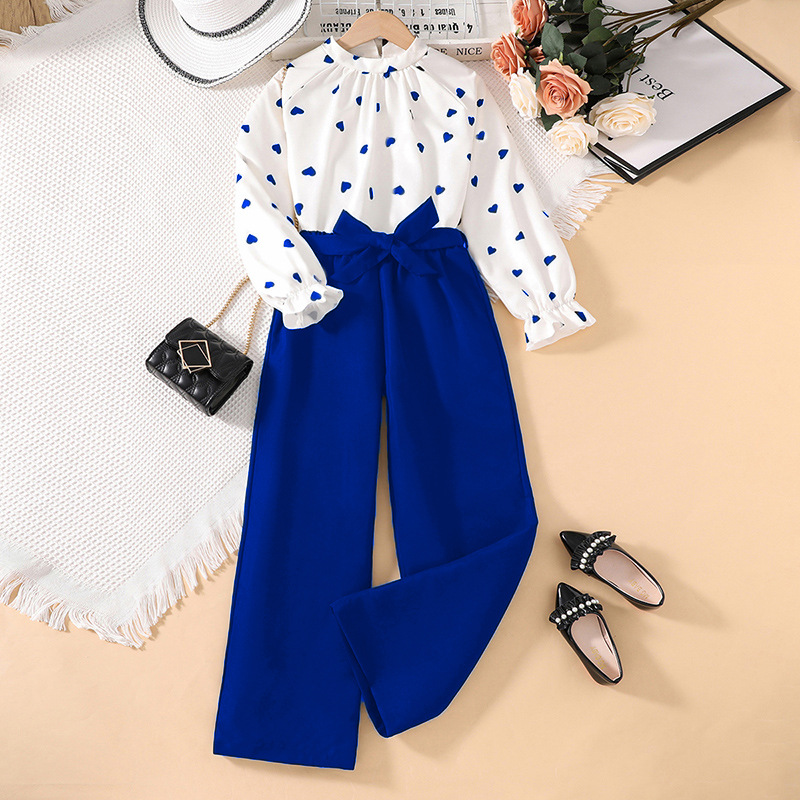 Picture of Girls' Suits Cross-Border Medium and Large Children's Clothing Spring New Valentine's Day Love Print Long-Sleeved Tops Children's Two-Piece Set