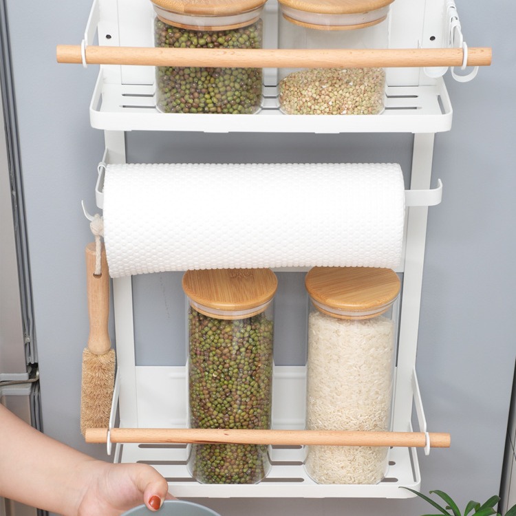 Picture of Japanese-Style Refrigerator Magnetic Absorption Storage Rack Side Storage Rack Wall-Mounted Multi-Layer Side Magnet Refrigerator Side Wall Hanger