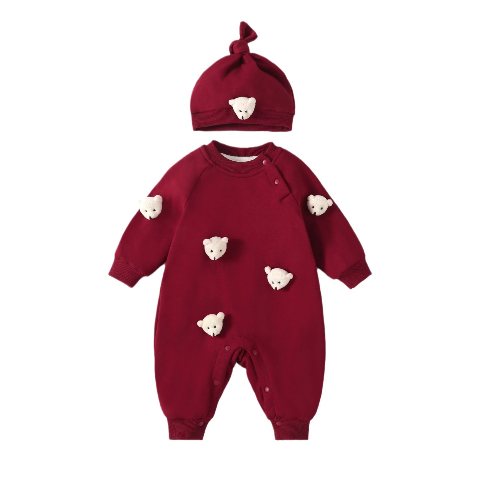 Picture of Baby winter outing clothes Korean style fleece-lined thickened sheath baby autumn and winter warm sweater outing romper
