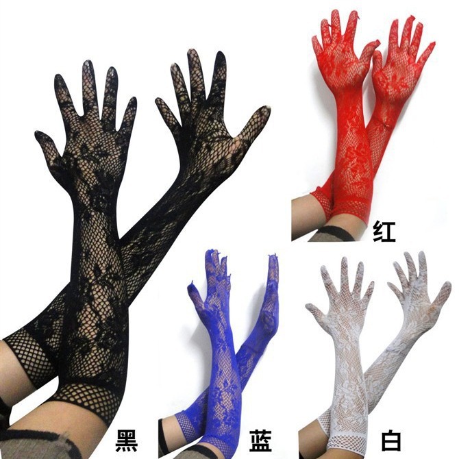 Sexy Transparent Lace Super Elastic Gloves Bride Nurse Maid Sexy Lingerie Seductive Suit Hand