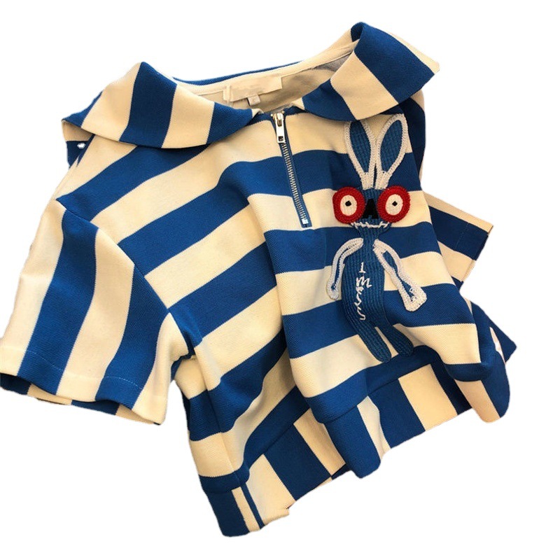 Casual Fashion suit Women's 2024 New Summer Striped Elegant Stylish Student Short-sleeved Shorts Two-piece Set