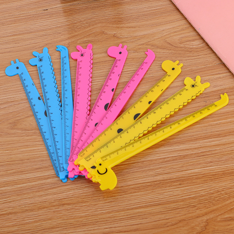 Picture of Cartoon giraffe ruler student plastic ruler 15cm cartoon stationery school supplies drawing tools wholesale