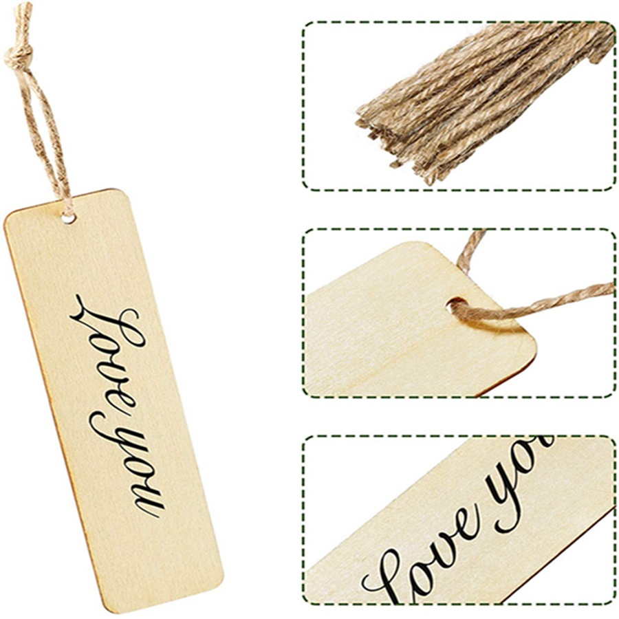 Picture of Amazon Wooden Blank Bookmark DIY Wooden Craft Unpolished Rectangular Blank Book Brand Pendant