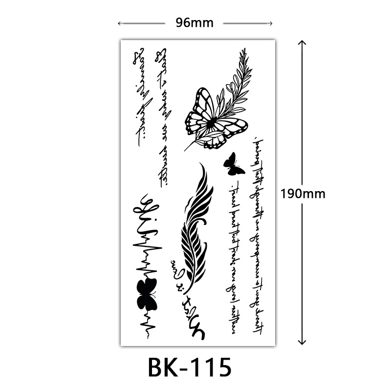Picture of Cross-Border Supply of Sketch Flower Tattoo Stickers, Sketch Tattoo Stickers, Rose Flower Black and White Flower Tattoo