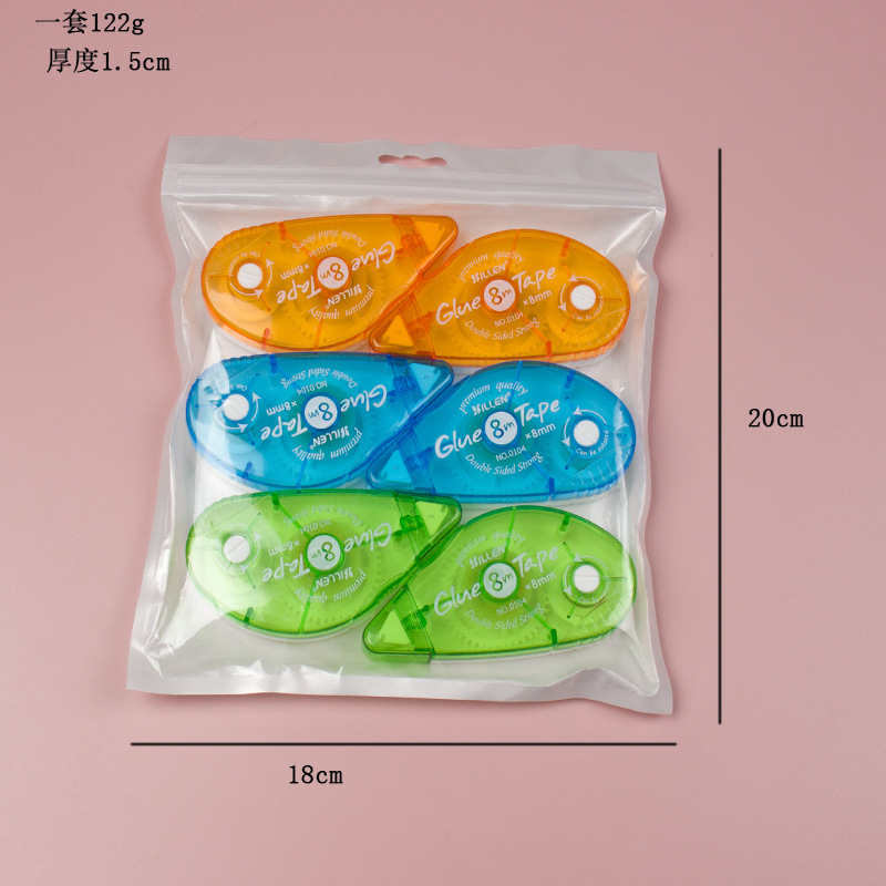 English Version of Rice Number Dot Glue 8m Primary School Students Handmade Transparent Double-Sided Tape Correction Belt Strong Adhesive Glue Prizes