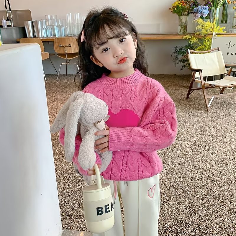 Picture of Girls Pullover Knitwear 2023 New Spring & Fall Korean Kidsren's Clothing Fashionable Little Girl Heart Top Kidsren's Knitwear