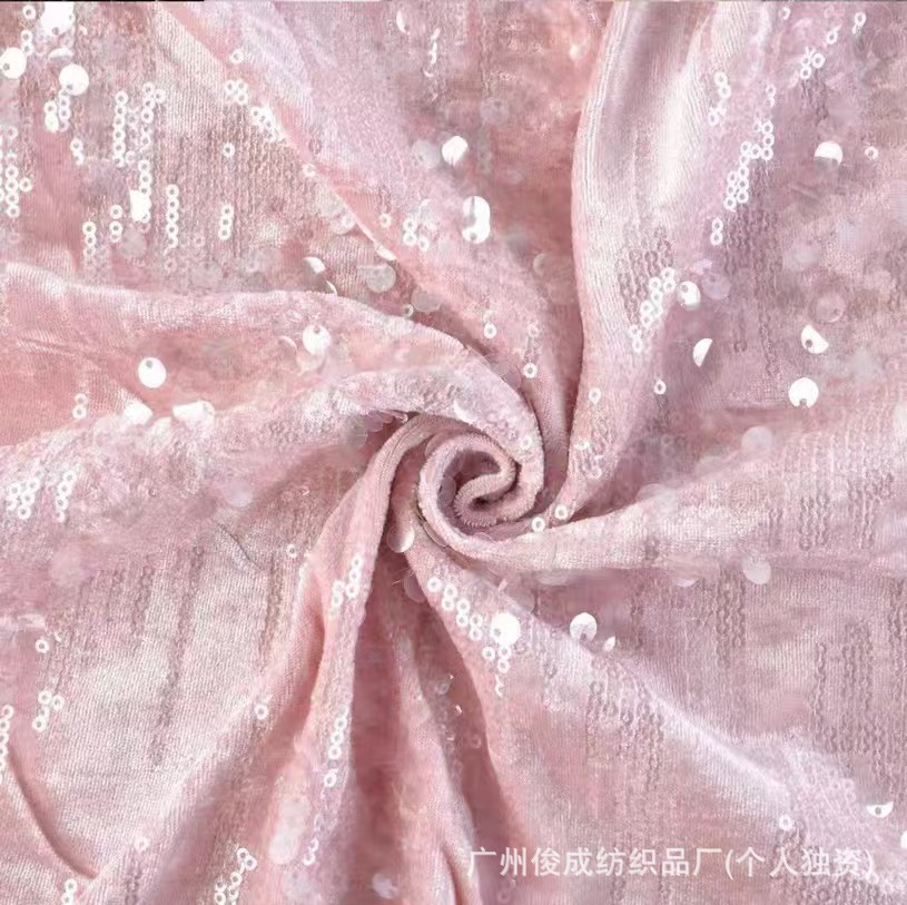 Picture of 3 7mm flannel bottom sequins embroidered heavy fabric coat wedding dress down jacket stage dress women's beads fabric