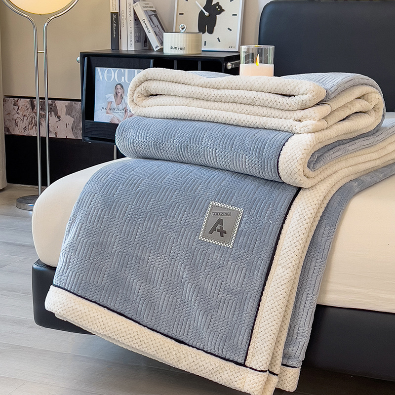 Source Explosions Nordic Style Class A Milk Velvet Knitted Blanket Autumn and Winter Thick Velvet Bed Sheet Faleirong Spring and Autumn Cover Blanket